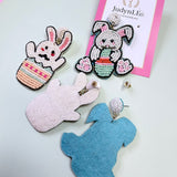 Handmade Beaded Easter Bunny Earrings, Spring Egg Basket Dangle Jewelry