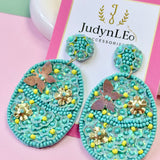 Happy Easter Egg Handmade Beaded Floral Earrings