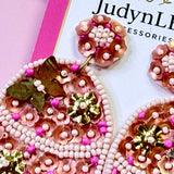 Happy Easter Egg Handmade Beaded Floral Earrings