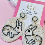 Easter Bunny Handmade Beaded Earrings