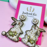 Easter Bunny Handmade Beaded Earrings