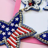 USA Flag Beaded Dangle Earrings July 4th