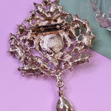 Statement Crystal Crown Drop Brooch Pin