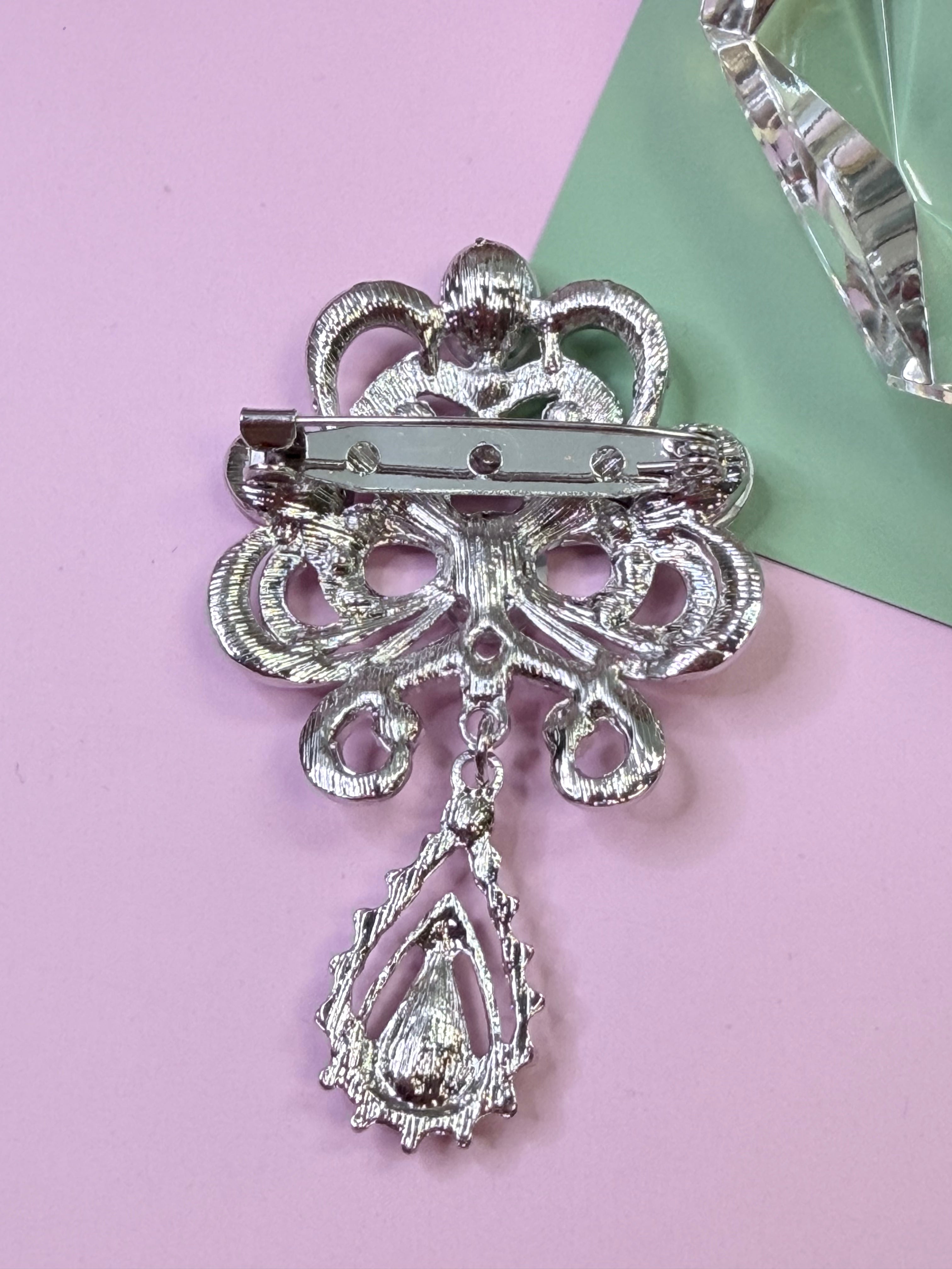Vintage Crystal Drop Brooch