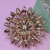 Vintage Iridescent Crystal Flower Brooch – Gold Tone