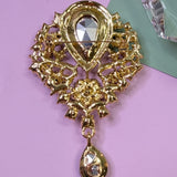 Vintage Emerald Statement Brooch – Gold Tone
