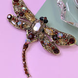 Vintage Crystal Dragonfly Brooch Pin