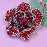 Vintage Red Crystal Flower Brooch – Silver Tone