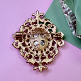 Vintage Emerald Ornate Brooch