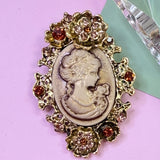 Floral Cameo Vintage Brooch