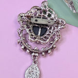 Black Cameo Crystal Drop Brooch