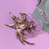 Embroidered Flower Bird Brooch