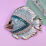 Crystal Enamel Fish Brooch