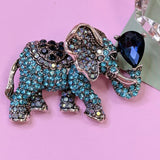 Crystal Elephant Brooch Pin