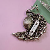 Vintage Crystal Peacock Brooch