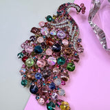 Statement Multicolor Rhinestone Peacock Brooch Pin