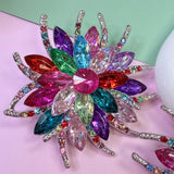 Multicolor Crystal Flower Brooch Pin