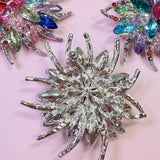 Multicolor Crystal Flower Brooch Pin