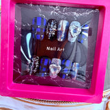 Handmade Press-On Nails (Short Coffin)– Midnight Sapphire Luxe