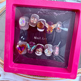 Handmade Press-On Nails (Short Oval)– Enchanted Wing Crystal Set