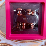 Handmade Press-On Nails (Short Oval)– Espresso Drip Elegance Set