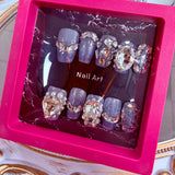 Handmade Press-On Nails (Short Coffin)– Frozen Diamond Luxe