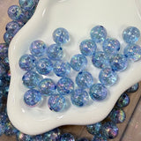 16 mm Blue Iridescent Glitter Beads | Ocean Aurora Bubble UV Beads 10 PCS