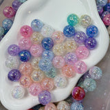 16 mm Pastel Mix Iridescent Glitter Beads | Rainbow Crackle Bubble UV Beads 10 PCS