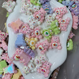 Kawaii Pastel Bear Cabochon Mix | Rainbow Teddy Flatback Charms 6 PCS