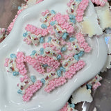 Kawaii Bunny Lace Cabochon Mix | Pastel Rabbit Flatback Charms 6 PCS