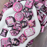 Pink Cartoon Panther Cabochon Mix | Y2K Hot Pink Flatback Charms 6 PCS