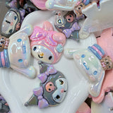 Pastel Bunny Girl Cabochon Mix | Iridescent Cute Character Flatback Charms 2 PCS