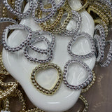 Heart Frame Charms | Gold & Silver Beaded Heart Settings 6 PCS