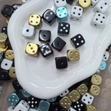 Dice Beads Mix | Black White Gold Acrylic Cube Beads 8 PCS