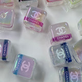 Pastel Holographic Cube Beads | Iridescent Clear Acrylic Square Beads 6 PCS