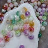 Pastel Jelly Crackle Beads | Iridescent Ombre Round Acrylic Beads 8 pcs