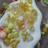 Honey Glow Charm Mix | Yellow Iridescent Acrylic Beads 8 pcs