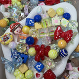 Retro Fun Charm Mix | Colorful Acrylic Beads, Game Cubes & Novelty Charms 8 PCS