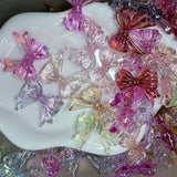 Iridescent Bow Resin Charms | Aurora Ribbon Beads 6 Pcs
