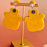 Handmade Halloween Seed Bead Earrings: Cowboy Ghost Pumpkin Dangle