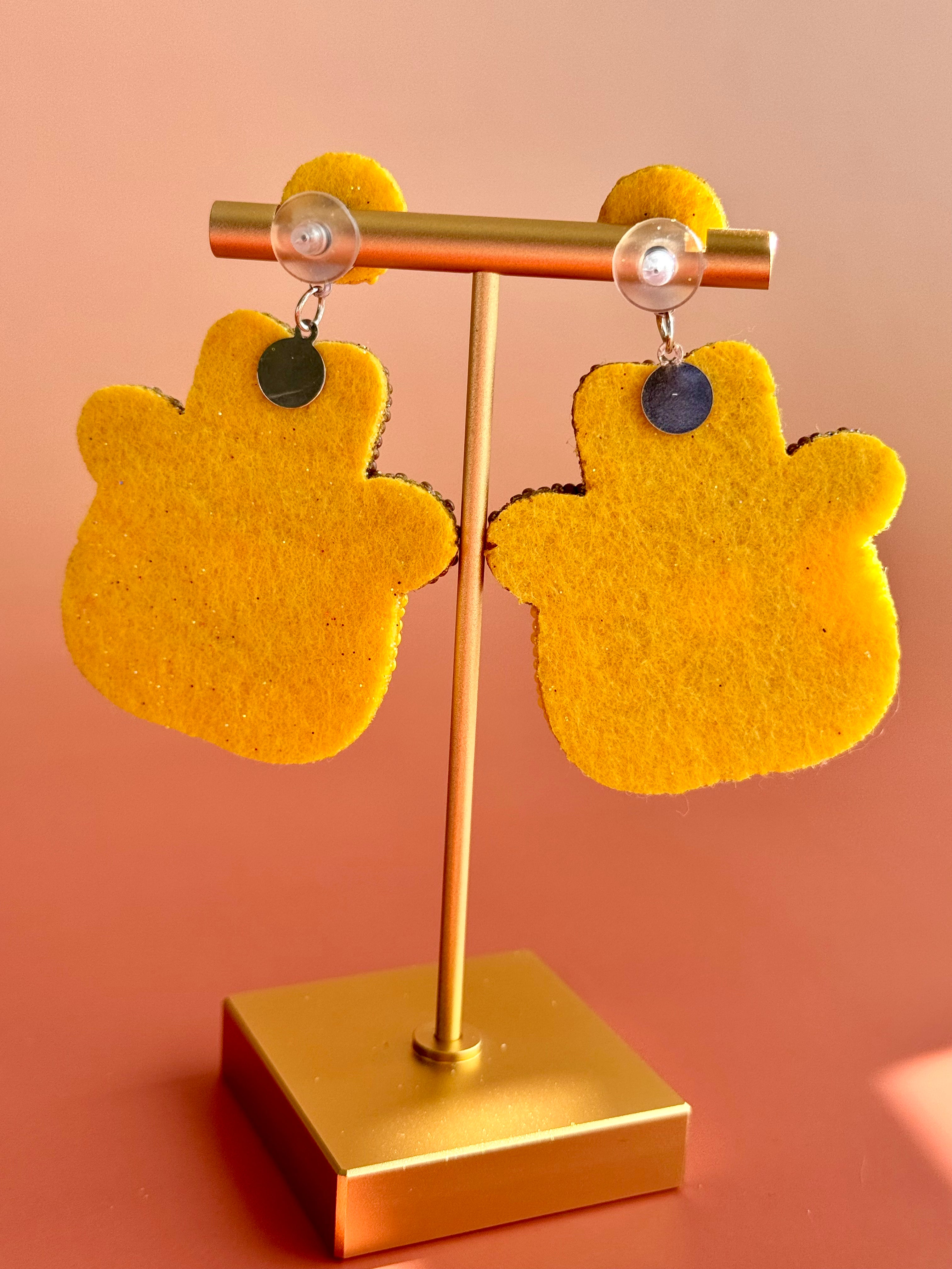 Handmade Halloween Seed Bead Earrings: Cowboy Ghost Pumpkin Dangle