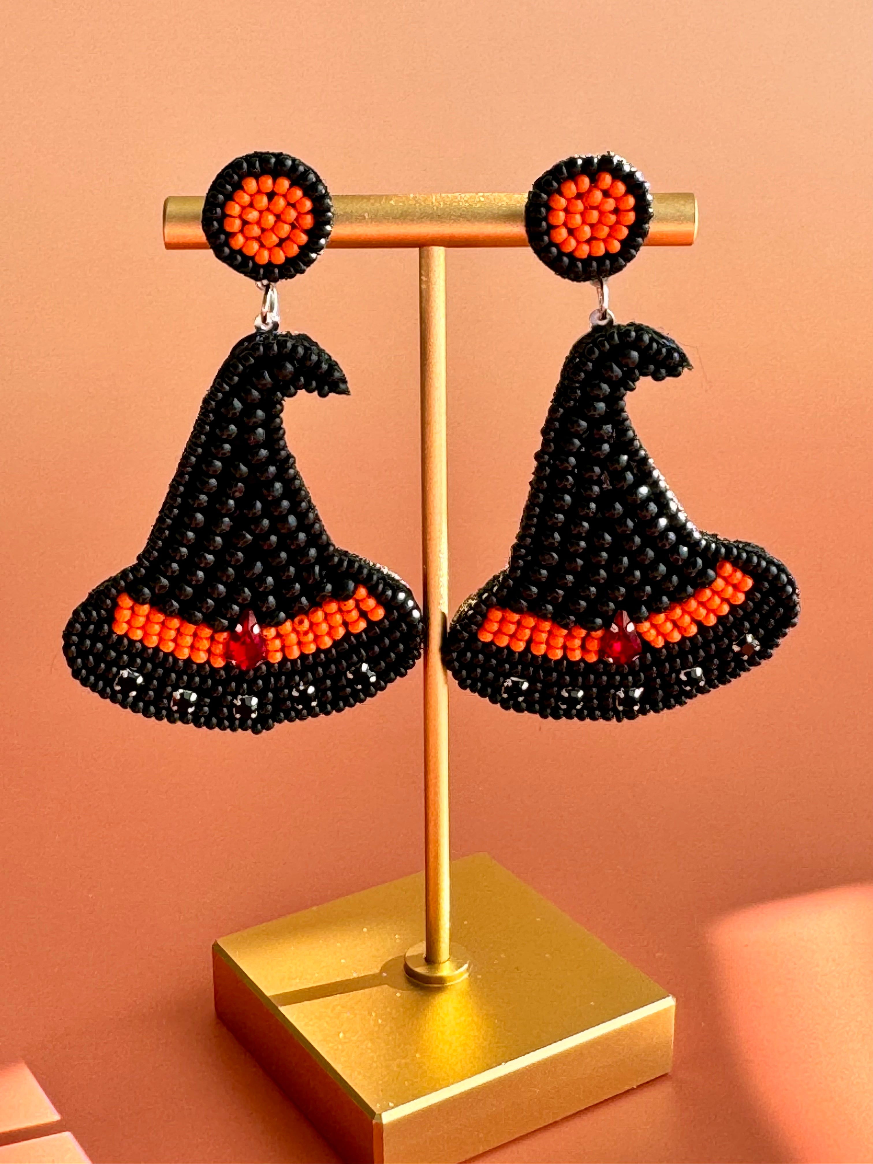 Handmade Halloween Witch Hat Earring
