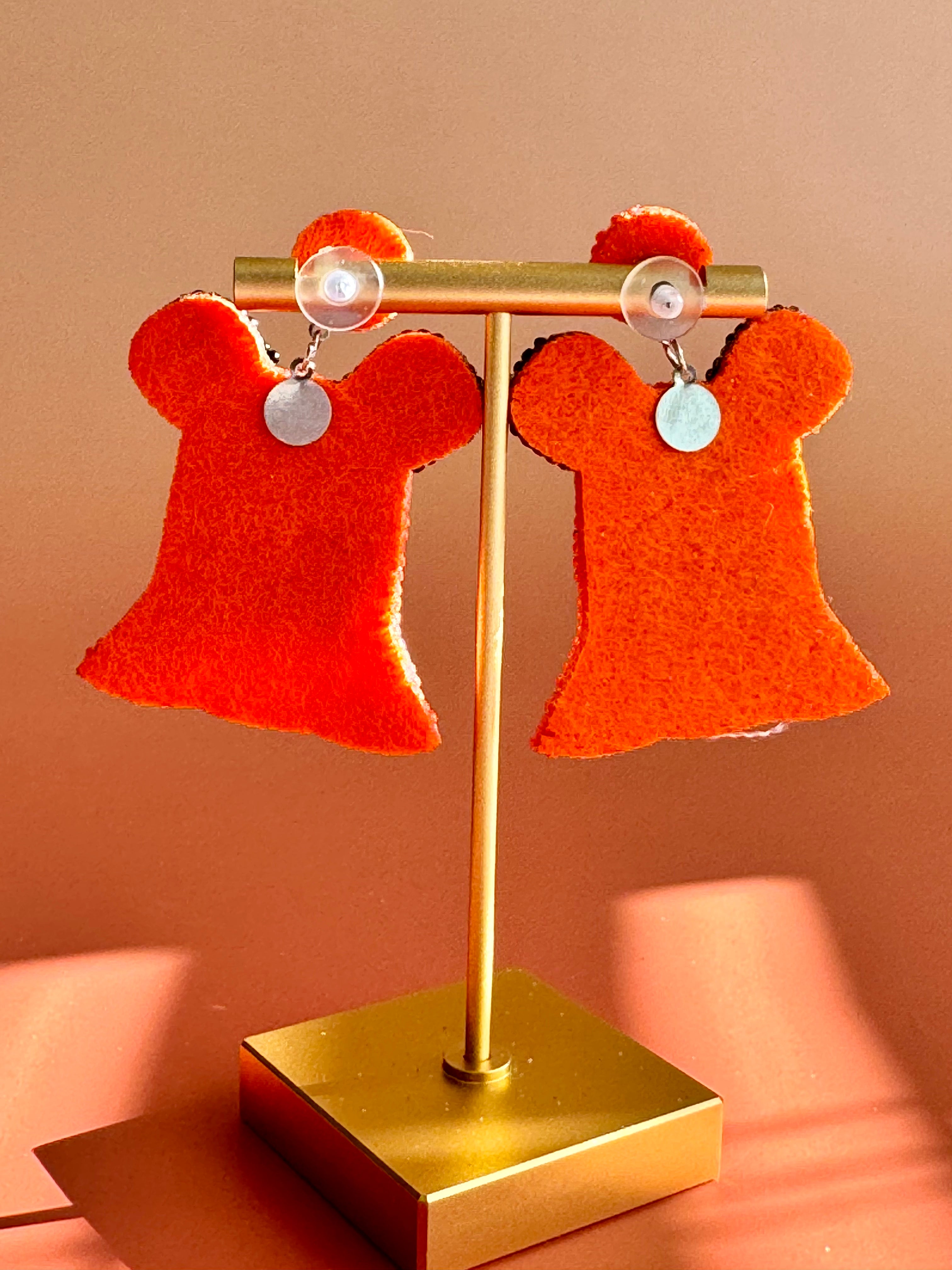 Handmade Halloween Ghost Earrings: Boho Beaded Mickey Mouse