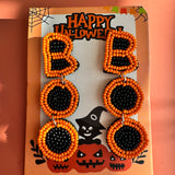 Handmade Halloween Beaded Earrings: Boho BOO Dangle