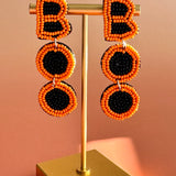 Handmade Halloween Beaded Earrings: Boho BOO Dangle