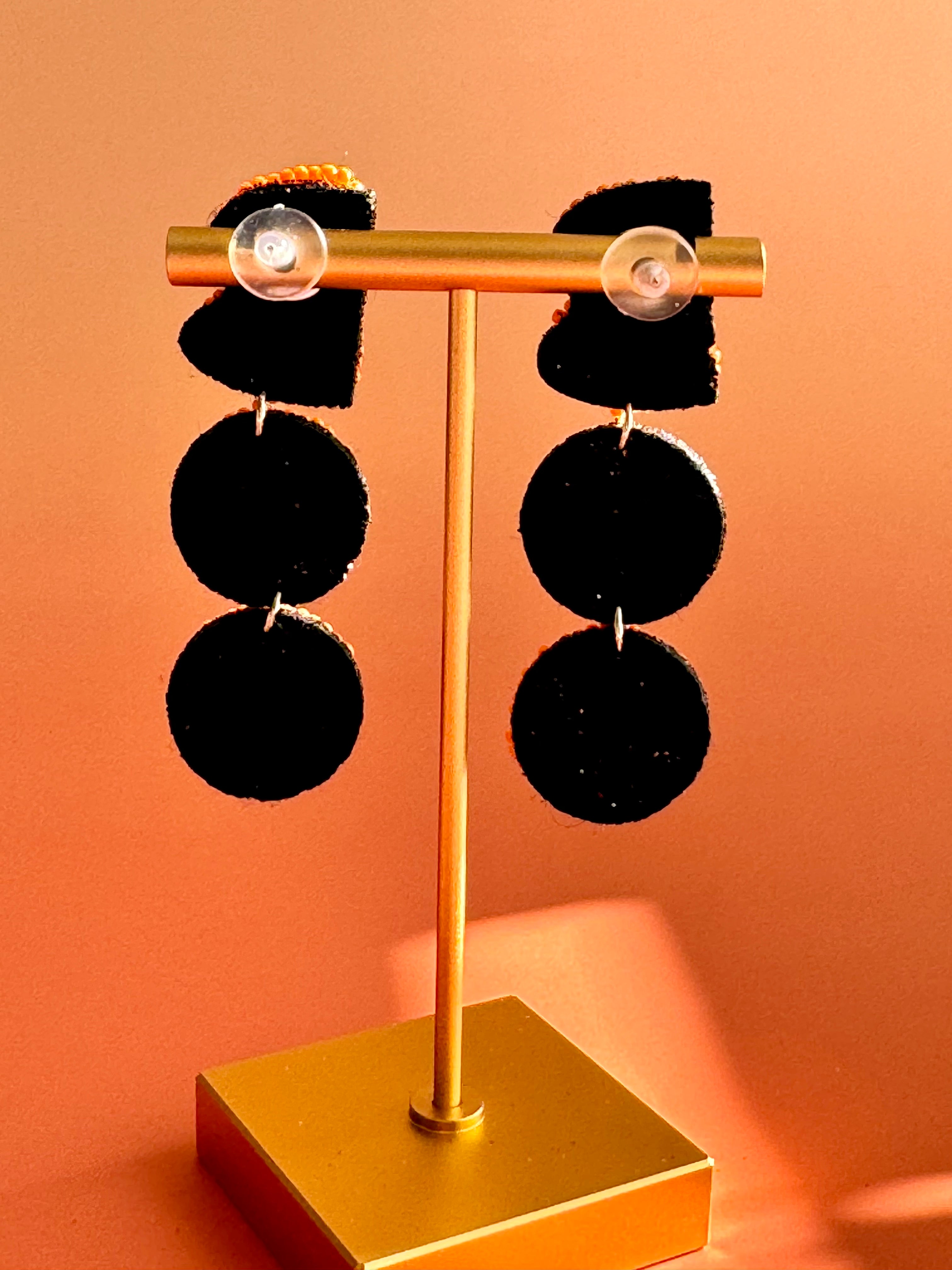 Handmade Halloween Beaded Earrings: Boho BOO Dangle