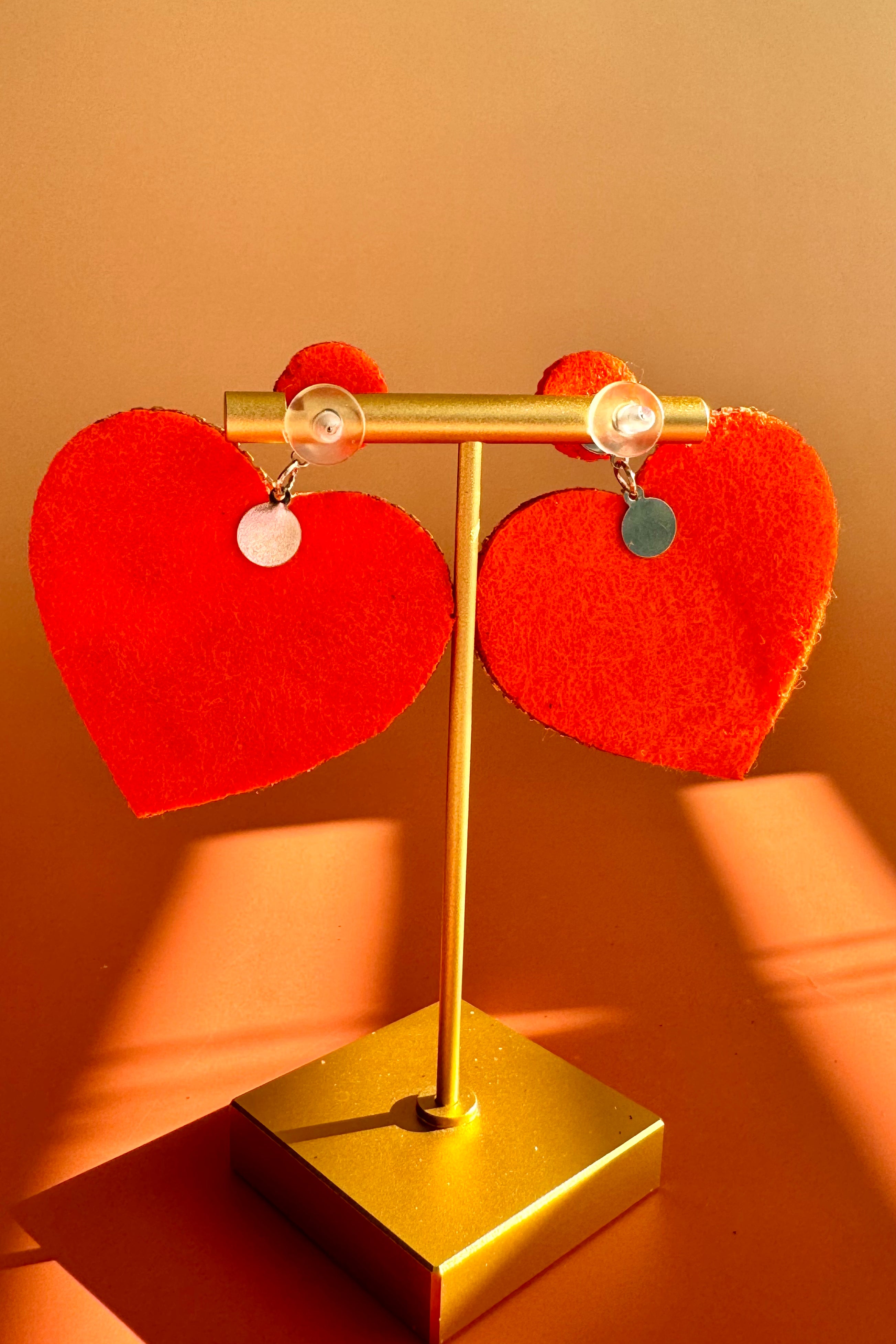 Handmade Halloween Beaded Earrings: Boho Heart Pumpkin Dangle