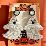 Handmade Boho Ghost Earrings: Seed Bead Dangle