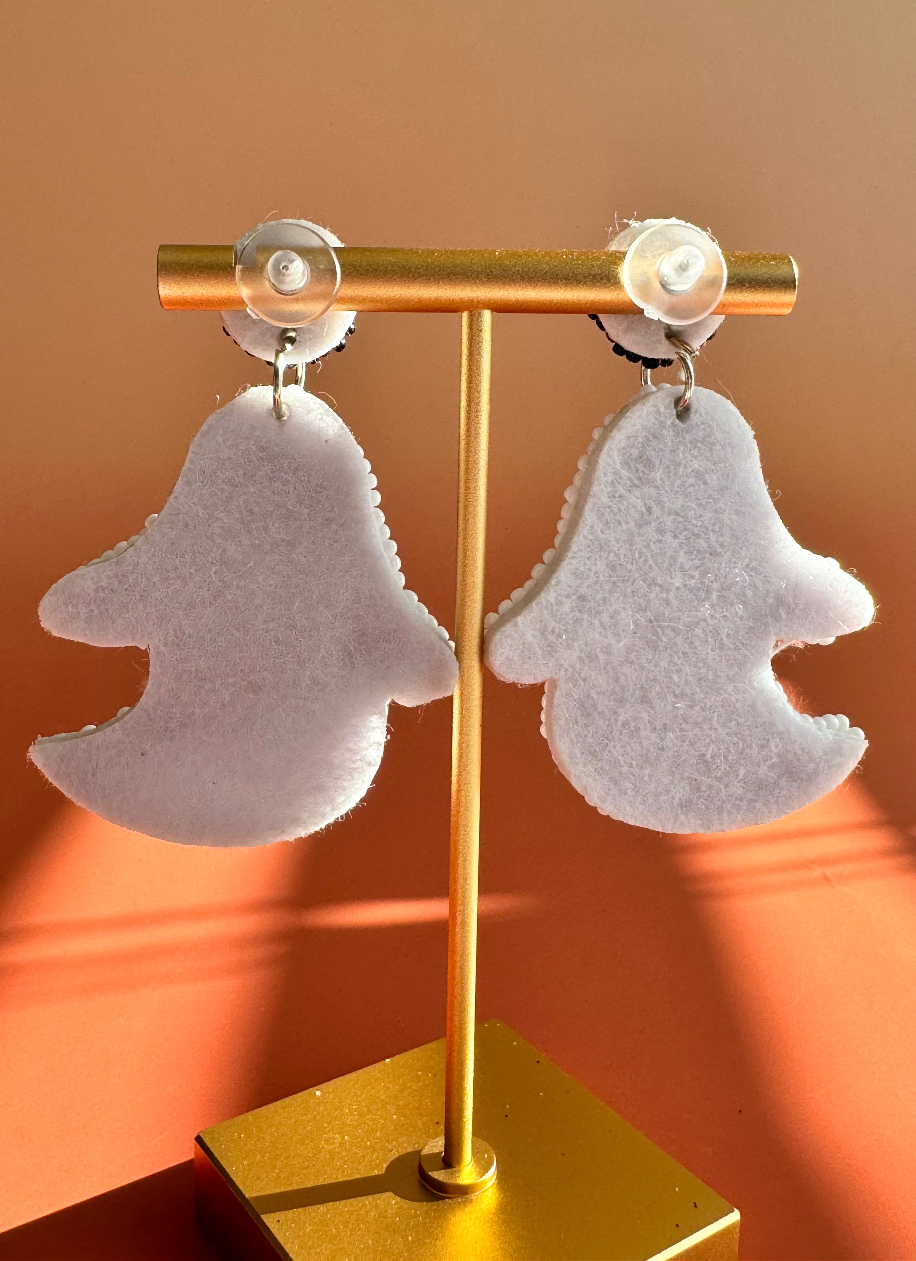 Handmade Boho Ghost Earrings: Seed Bead Dangle