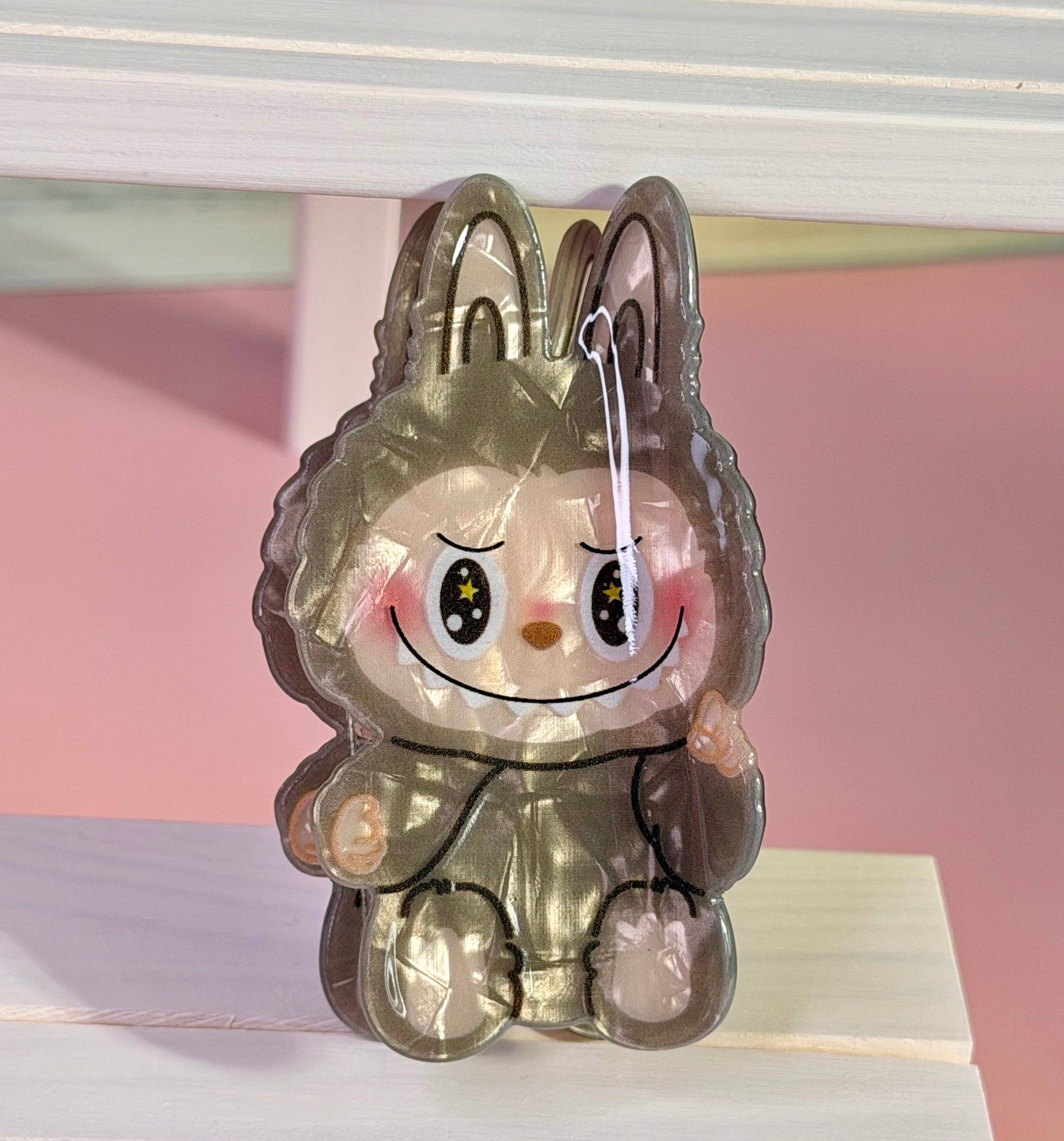 LAbubu Bunny Hair Claw – Kawaii Acrylic Clip, Seated Design